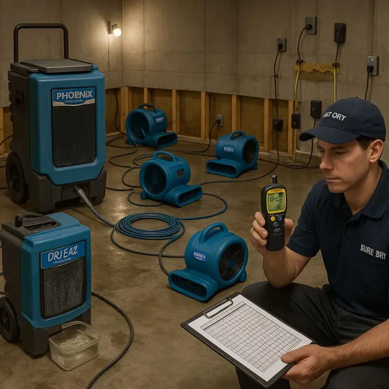 Structural Drying and Dehumidification process in Pioneer, CA